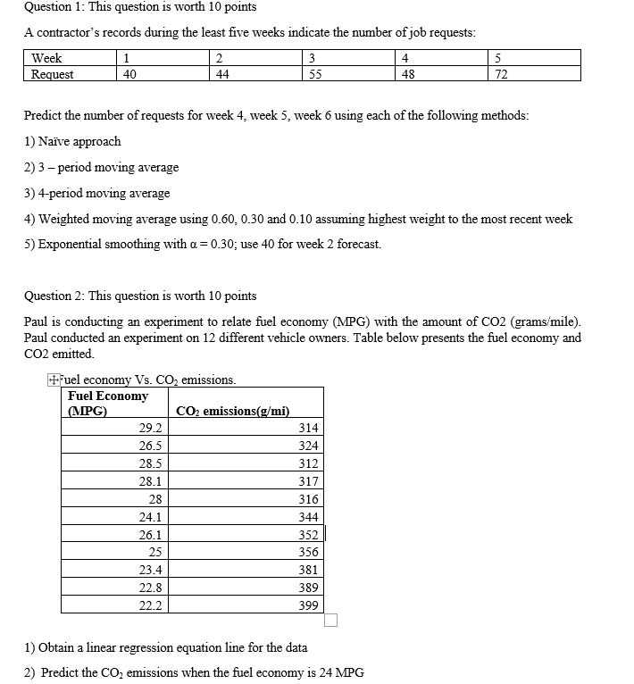 Question 1: This question is worth 10 points A