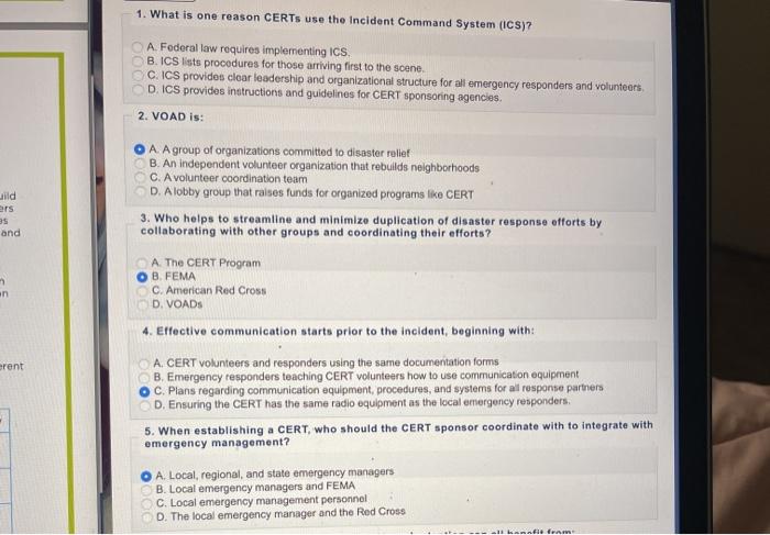 please help me 1. What is one reason CERTs use