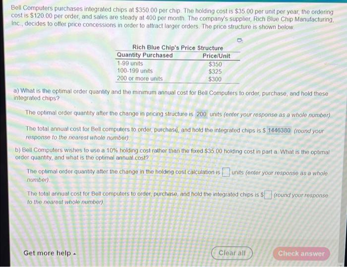 answer B Bell Computers purchases integrated