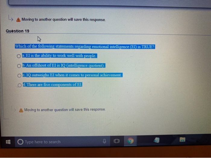 Moving to another question will save this