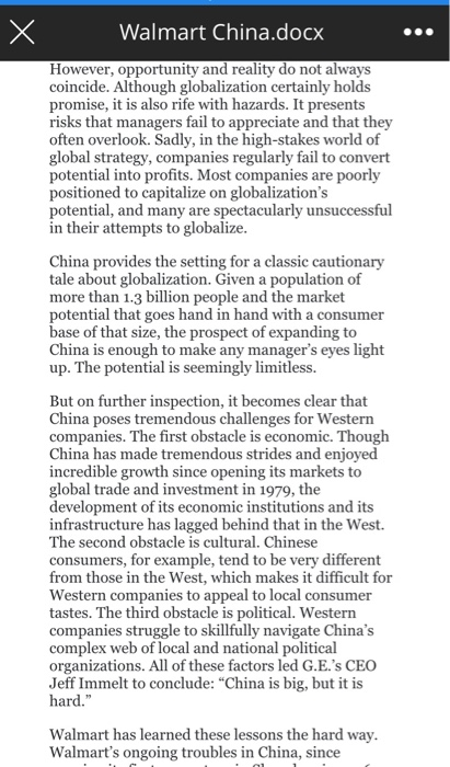 identify the challenges Walmart need to overcome