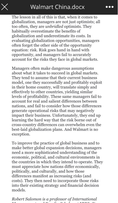 identify the challenges Walmart need to overcome