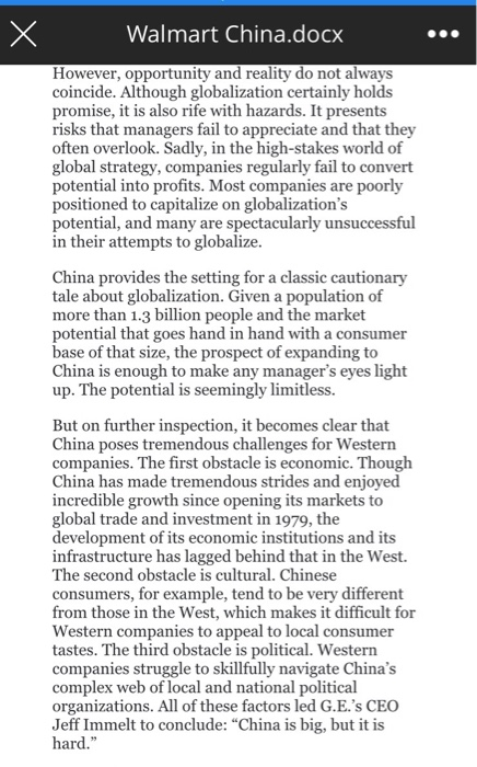 identify the challenges Walmart need to overcome