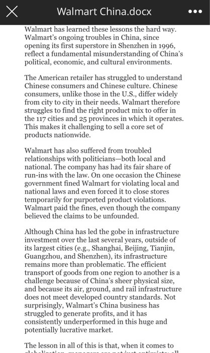 identify the challenges Walmart need to overcome