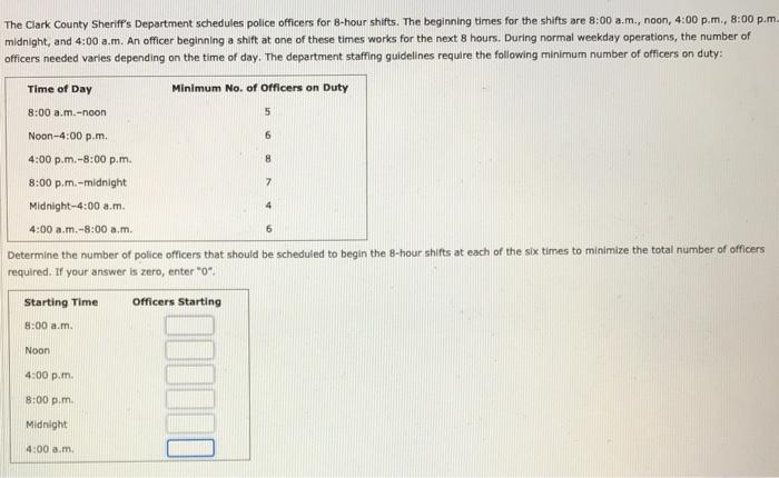 The Clark County Sheriff's Department schedules