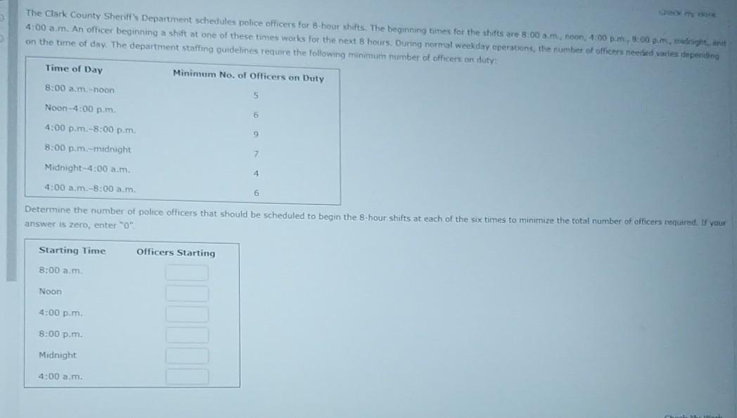 The Clark County Sheriff's Department schedules