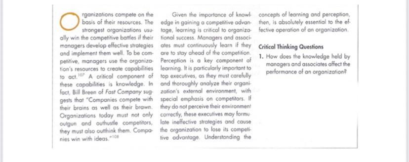 O rganizations compete on the basis of their