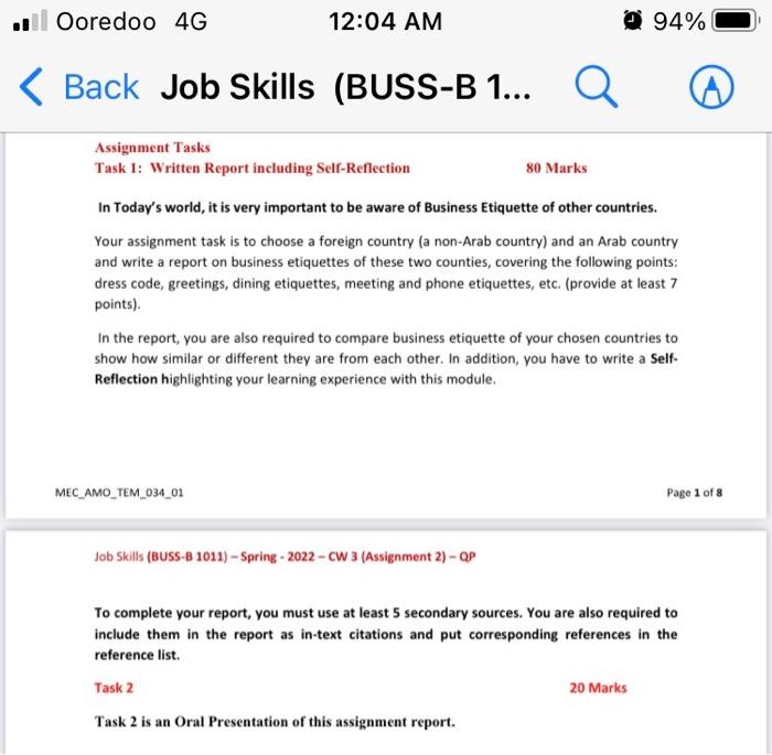 . Ooredoo 4G 12:04 AM Back Job Skills (BUSS-B