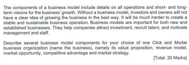 The components of a business model include