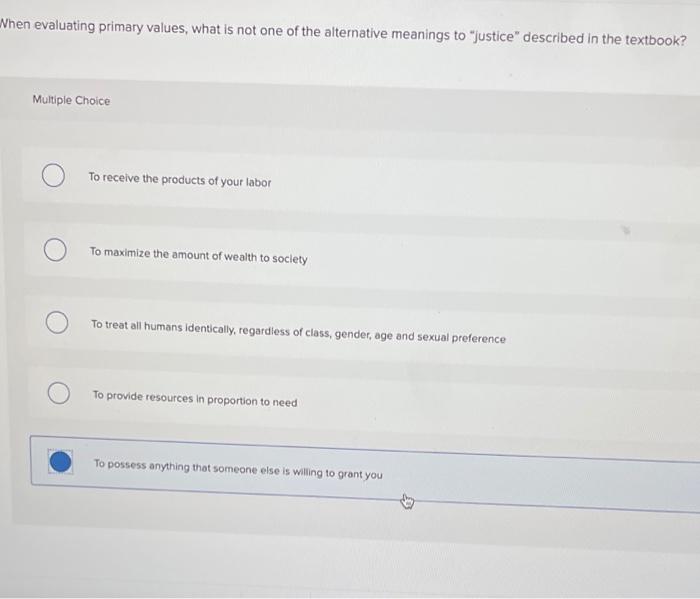 When evaluating primary values, what is not one