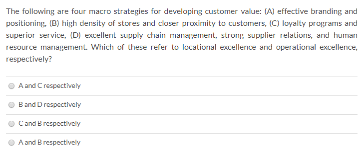 The following are four macro strategies for