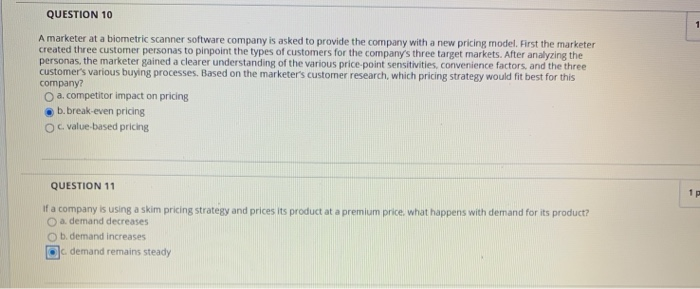 QUESTION 10 1 A marketer at a biometric scanner