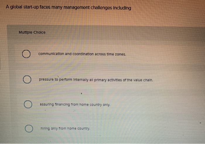 A global start-up faces many management