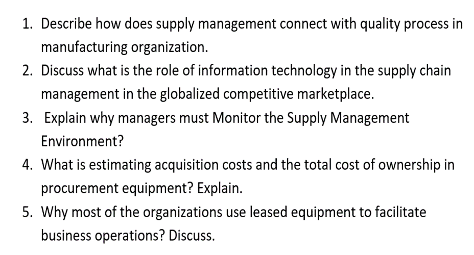 Long answer 1. Describe how does supply