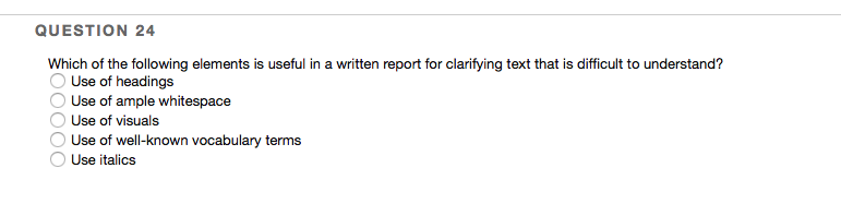 QUESTION 24 Which of the following elements is