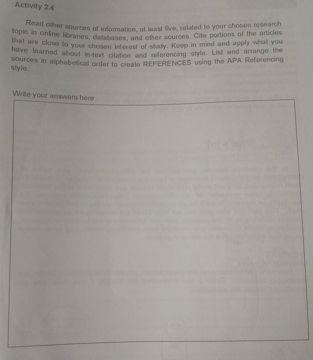 Activity 2.4 Read other sources of information,