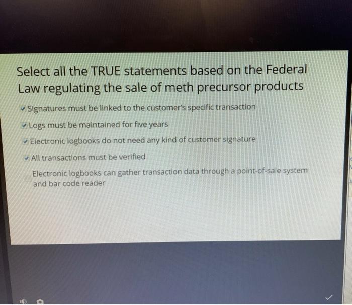 Select all the TRUE statements based on the