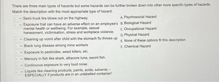 There are three main types of hazards but some