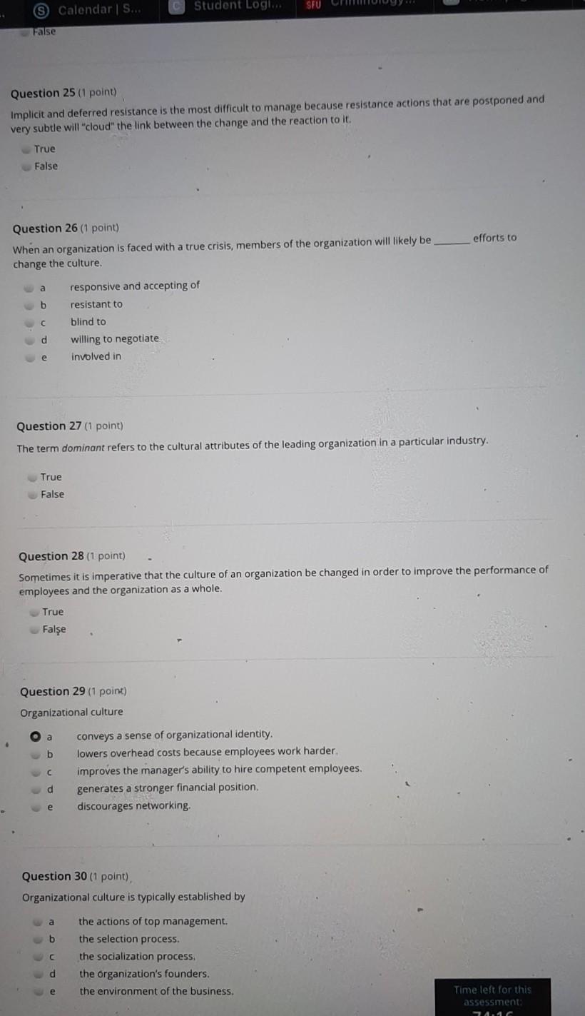 SFU Calendar | S... Student Login False Question
