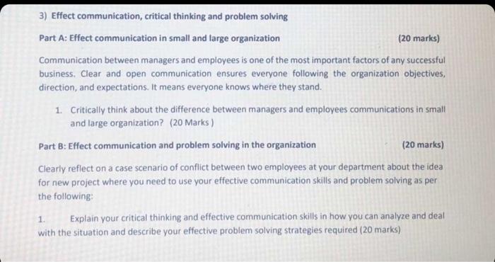 3) Effect communication, critical thinking and