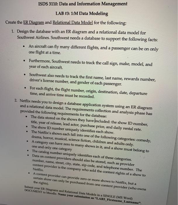 i need answer for question no 2 ISDS 3110: Data