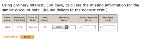 Using ordinary interest, 360 days, calculate the
