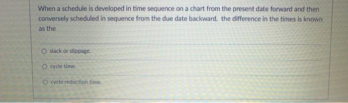 When a schedule is developed in time sequence on