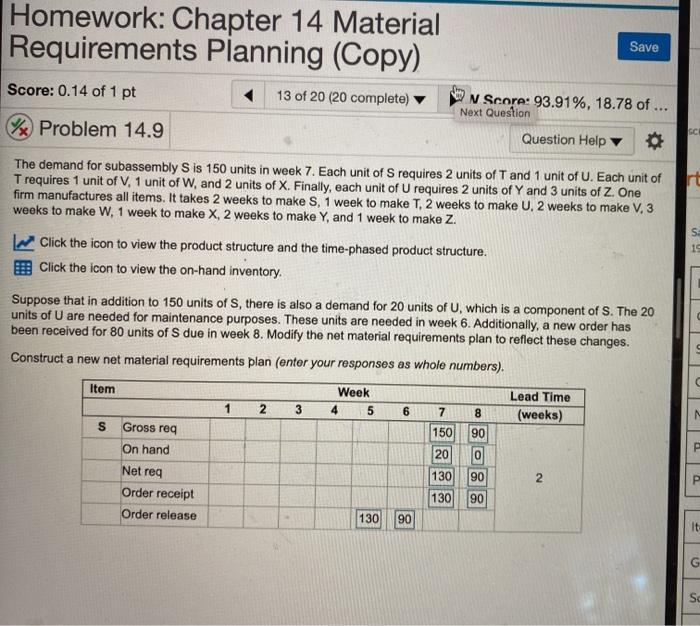 Homework: Chapter 14 Material Requirements