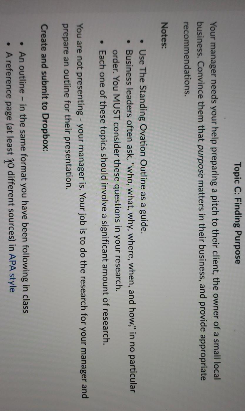 how to do this assignment? Topic C: Finding