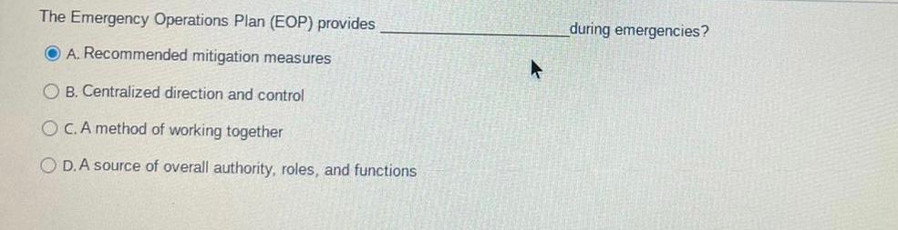 Option A is incorrect, what will be the answer?