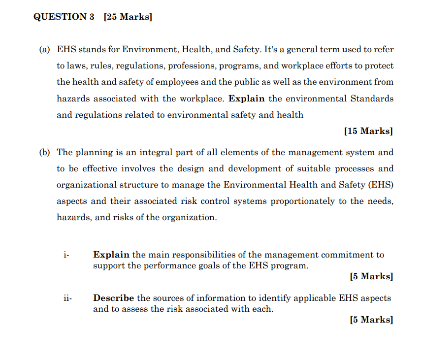 Safety and Health Engineering QUESTION 3 [25