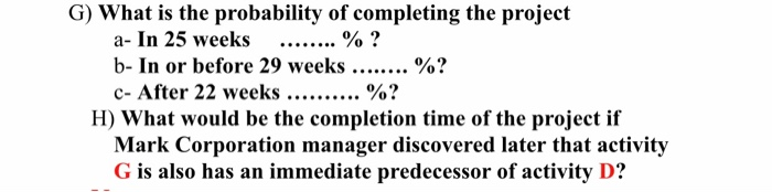 Q1) The activities given below is for Mark