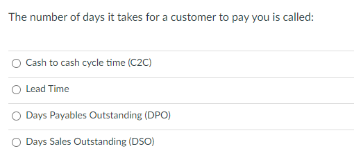 The number of days it takes for a customer to pay