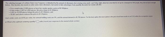 The catering manager of Lava Hotel Lisa Ferguson