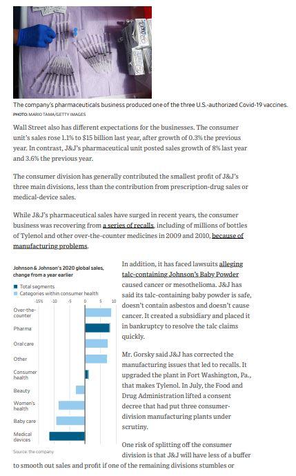 Please read the attached WSJ article Johnson &