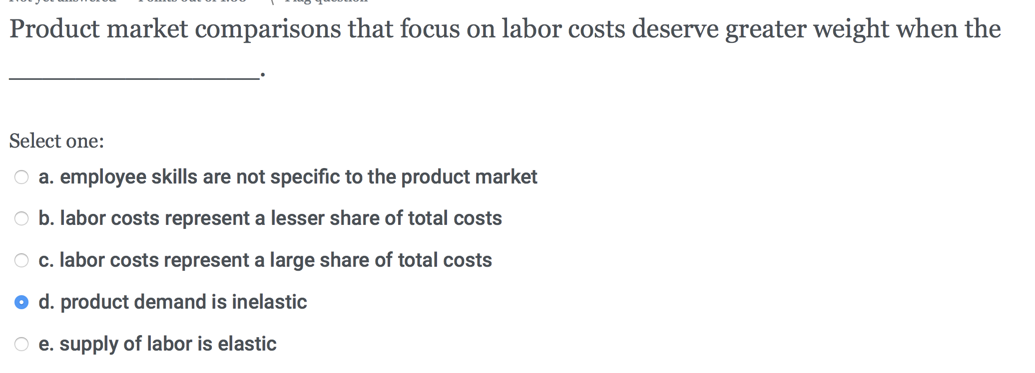 Product market comparisons that focus on labor