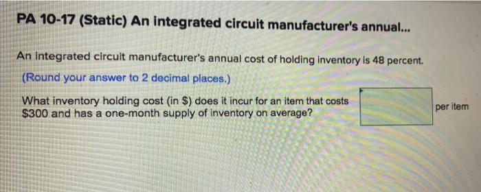 PA 10-17 (Static) An integrated circuit