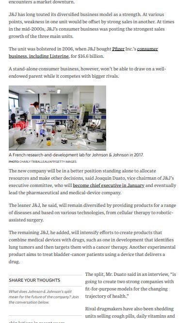 Please read the attached WSJ article Johnson &