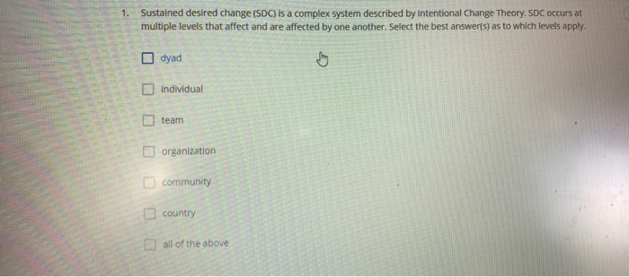 1. Sustained desired change (SDC) is a complex