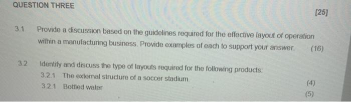 QUESTION THREE [25] 3.1 Provide a discussion