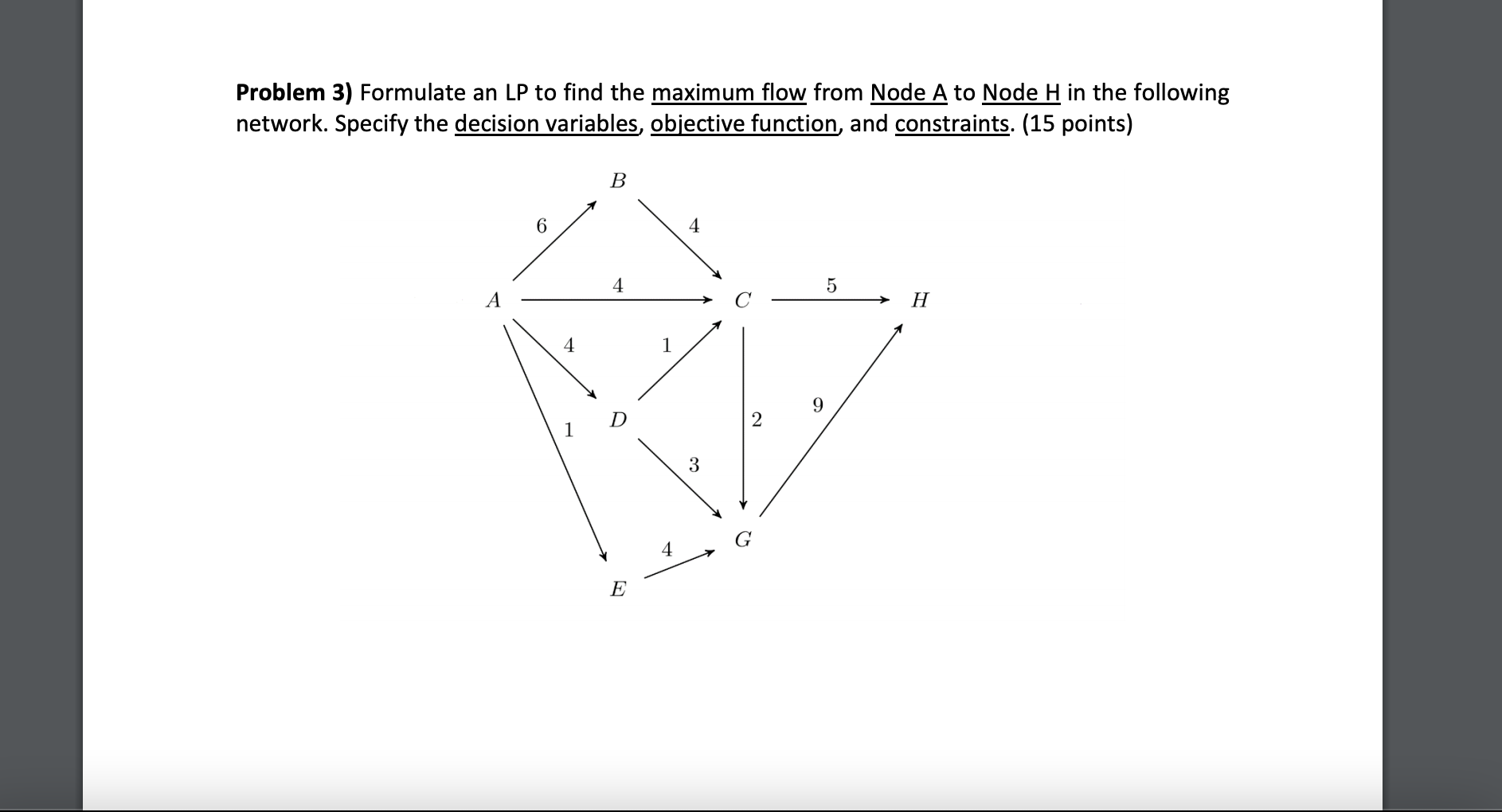 Problem 3) Formulate an LP to find the maximum