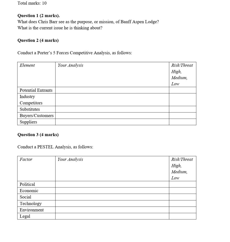Total marks: 10 Question 1 (2 marks). What does