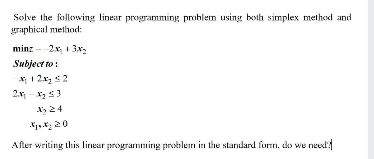 Solve the following linear programming problem