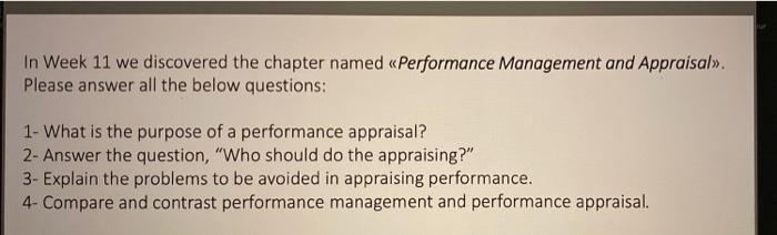 Human Resource Management In Week 11 we