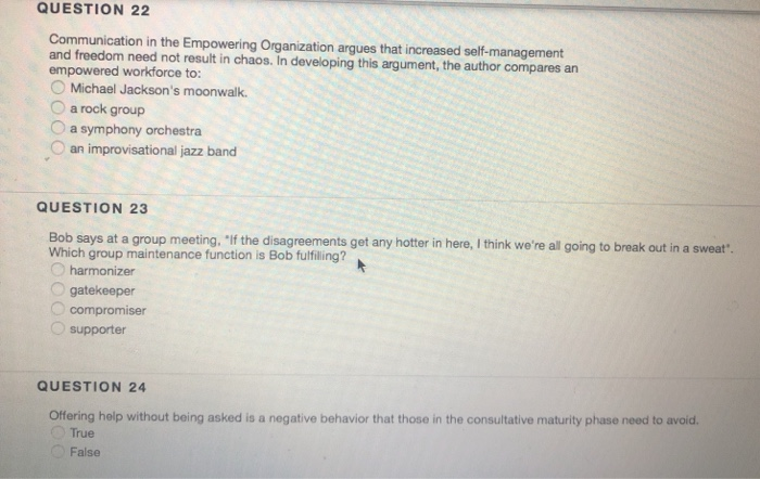 QUESTION 22 Communication in the Empowering