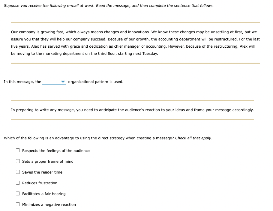 Suppose you receive the following e-mail at work.