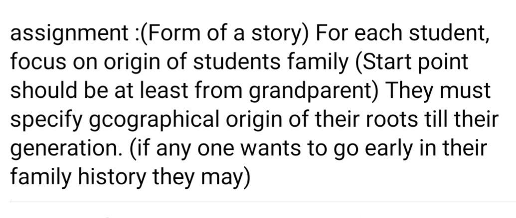 assignment :(Form of a story) For each student,