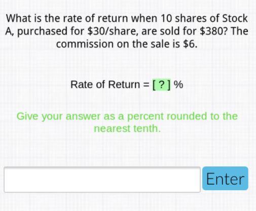 What is the rate of return when 10 shares of