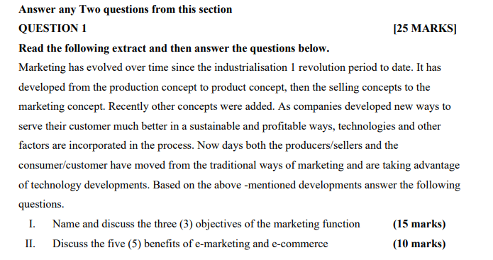 Answer any Two questions from this section