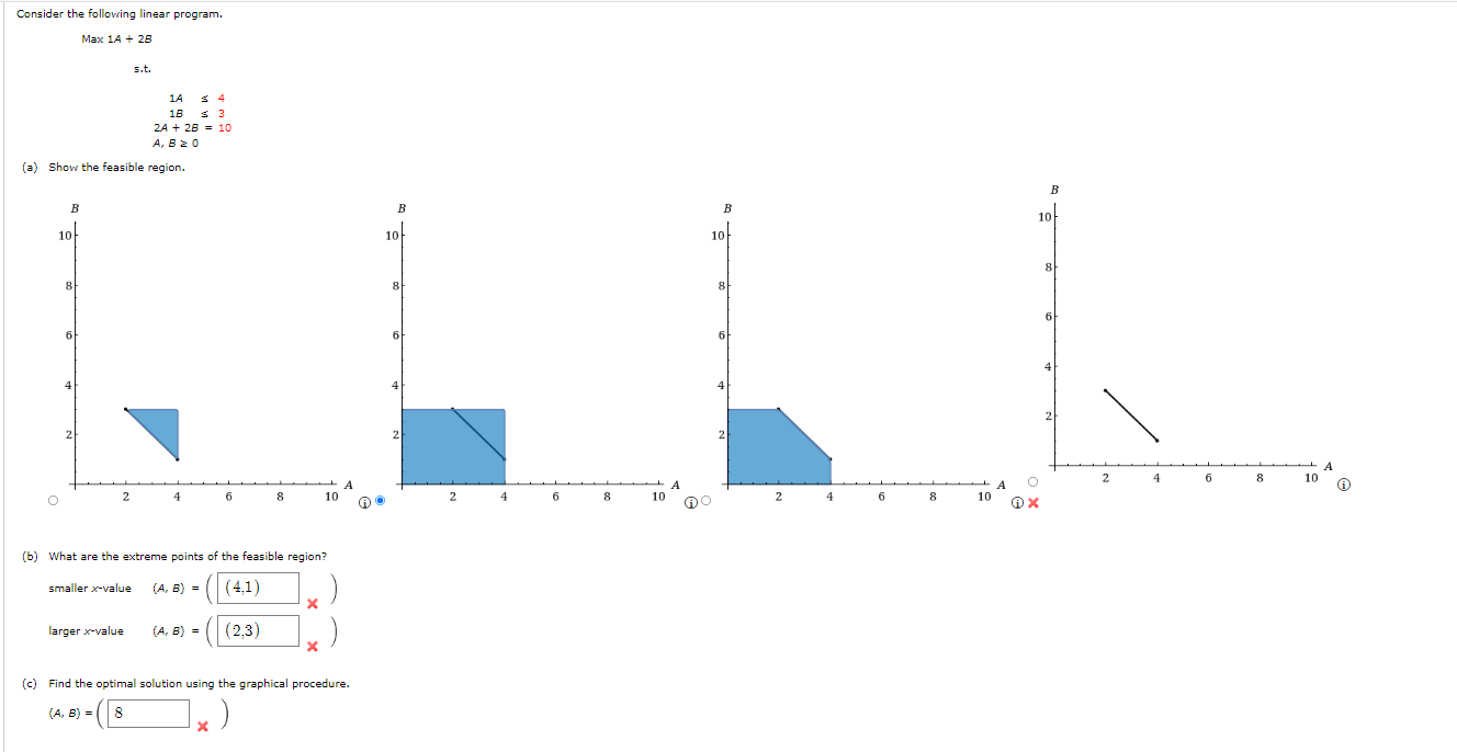 Consider the following linear program. Max 1A +